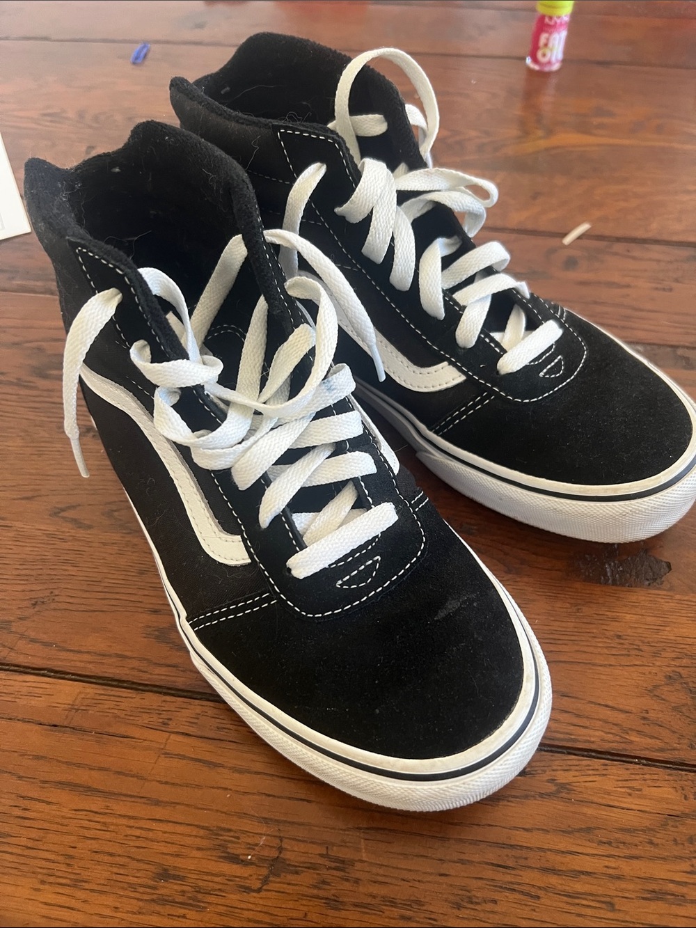 Vans Black and White High-Top Suede Skate Sneakers